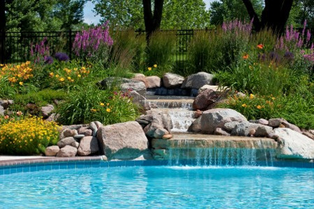 Swimming pool landscaping in california